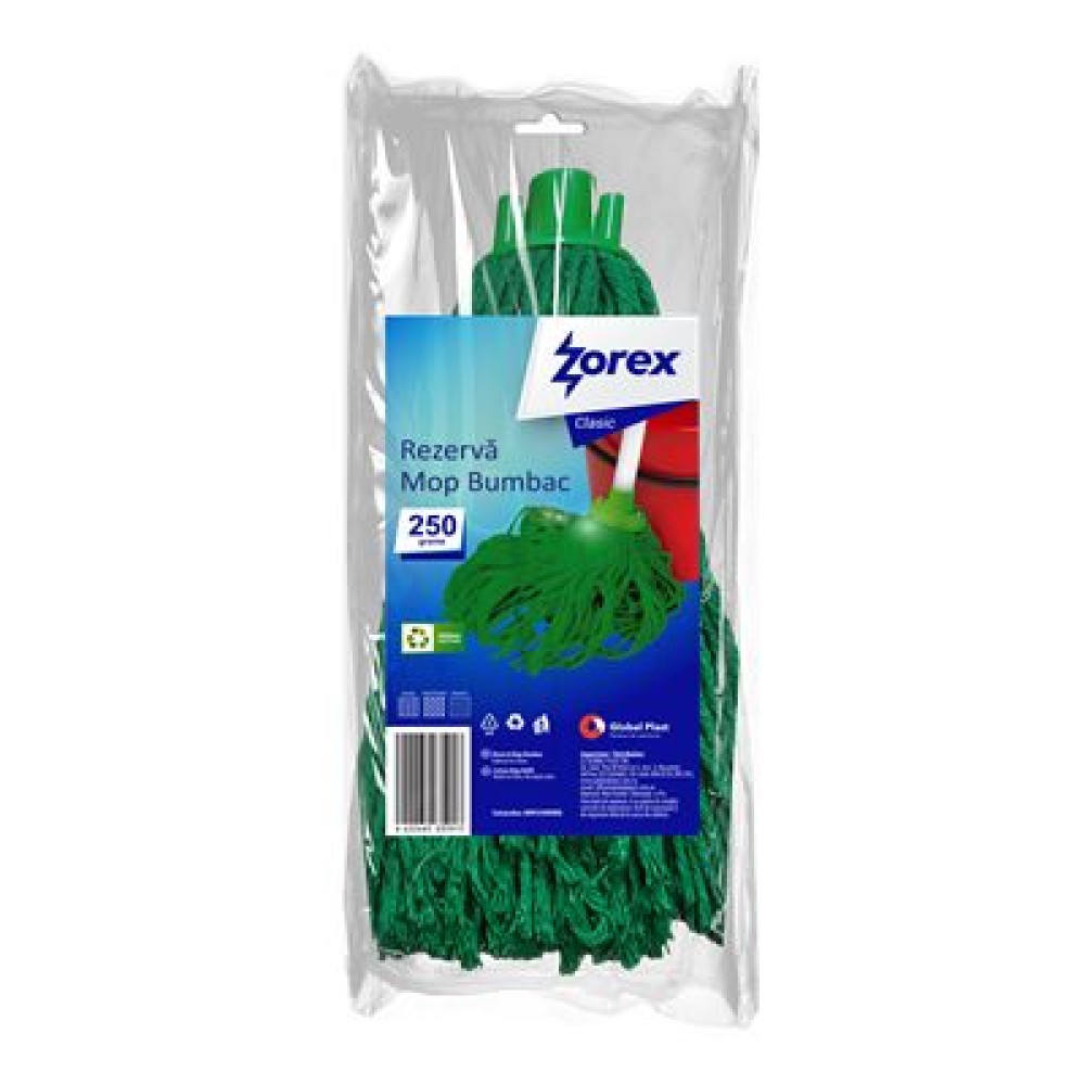 Rezervă Mop din Bumbac ZOREX Clasic 250g Verde Rezervă Mop din Bumbac ZOREX Clasic 250g Verde
