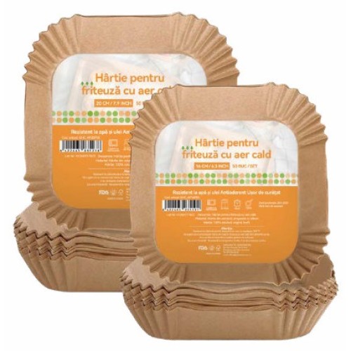 Hârtie de Copt Pătrată Airfryer 20x20x4.5 cm, 50 Buc/Set Hârtie de Copt Pătrată Airfryer 20x20x4.5 cm, 50 Buc/Set