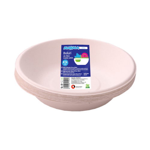 Boluri albe biodegradabile din trestie de zahăr Alabala Ultra 400ml Boluri albe biodegradabile din trestie de zahăr Alabala Ultra 400ml