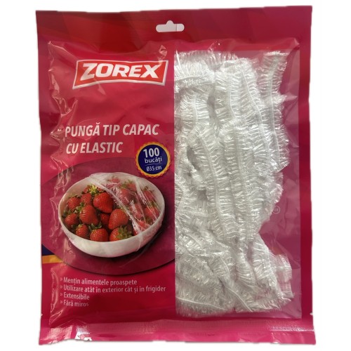Pungă Tip Capac cu Elastic ZOREX 35 cm 100 bucăți/set Pungă Tip Capac cu Elastic ZOREX 35 cm 100 bucăți/set