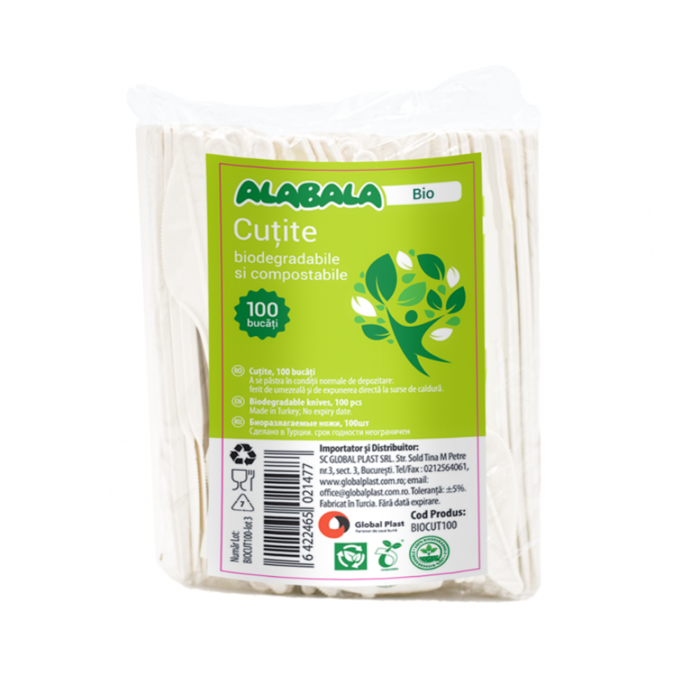 Cutite Alabala biodegradabile si compostabile 100 buc/set