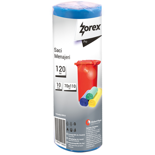 Saci menajeri Zorex Pro, 120L, albastru, 10 buc/rola Saci menajeri Zorex Pro, 120L, albastru, 10 buc/rola