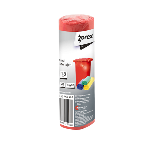 Saci menajeri Zorex Pro, 18L, rosu, 20 buc/rola Saci menajeri Zorex Pro, 18L, rosu, 20 buc/rola
