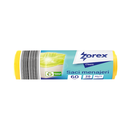Saci menajeri Zorex Clasic, 60L, galben, 20 buc/rola Saci menajeri Zorex Clasic, 60L, galben, 20 buc/rola