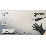 Mănuși de unică folosință negre ZOREX, 100 buc/ cutie, Mărime L, TPE Mănuși de unică folosință negre ZOREX, 100 buc/ cutie, Mărime L, TPE