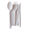 Kit biodegradabil, furculiță, cuțit, lingură, șervețel - 100KIT/SET